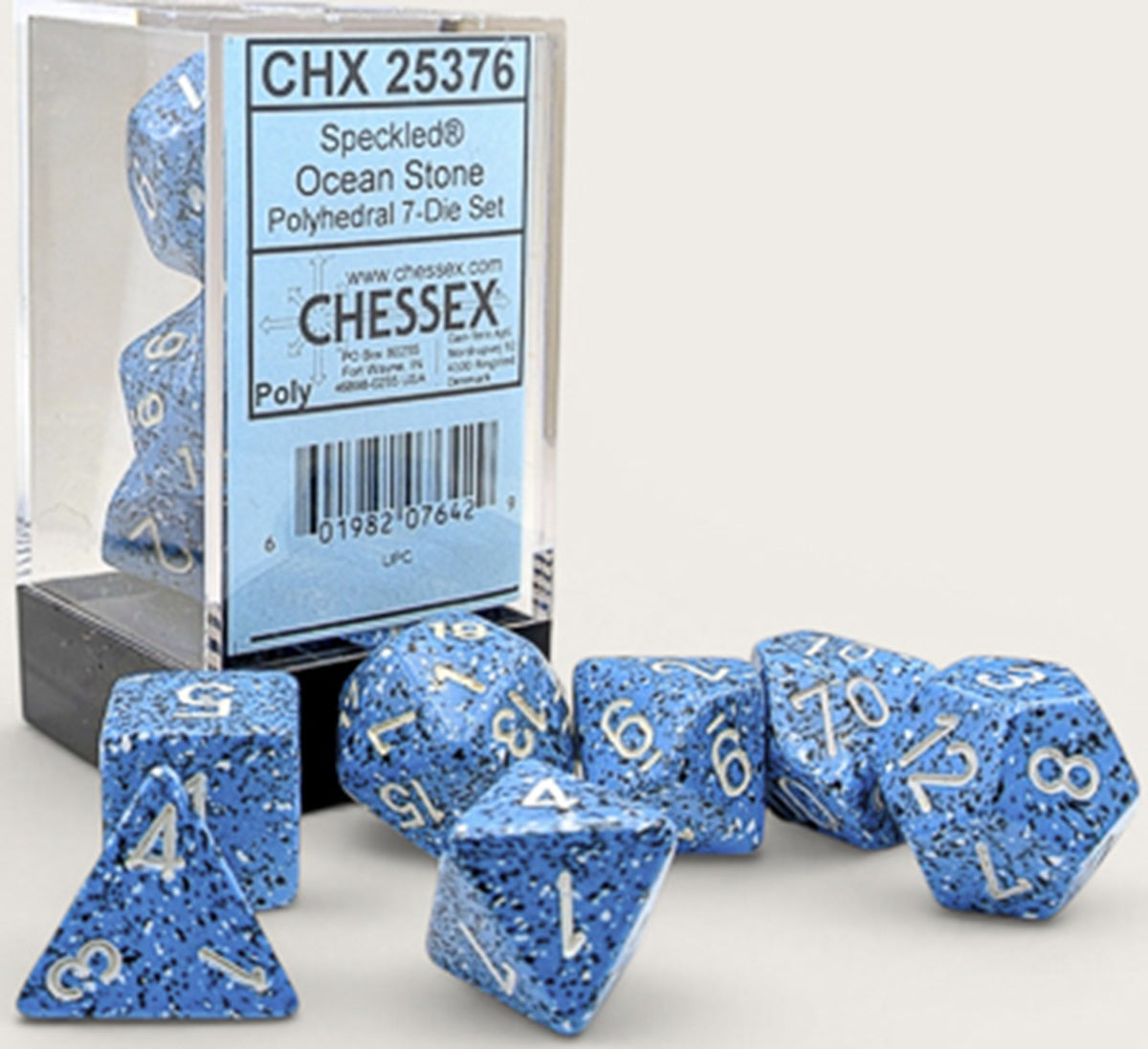SPECKLED 7-DIE SET POLYHEDRAL OCEAN STONE | Red Claw Gaming