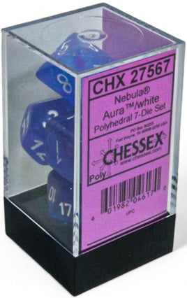 NEBULA 7-DIE SET AURA/WHITE LUMINARY Dice Chessex | Red Claw Gaming