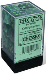 BOREALIS 12D6 KELP/LIGHT GREEN LUMINARY 16MM Dice Chessex | Red Claw Gaming