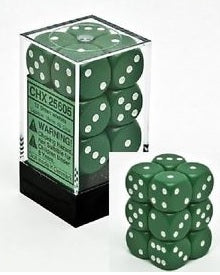 Opaque GREEN/WHITE 16MM Dice Chessex | Red Claw Gaming