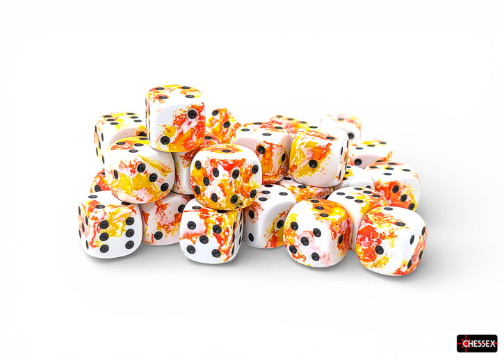 BRUSH 36D6 SUNRISE/BLACK 12MM Dice Chessex | Red Claw Gaming