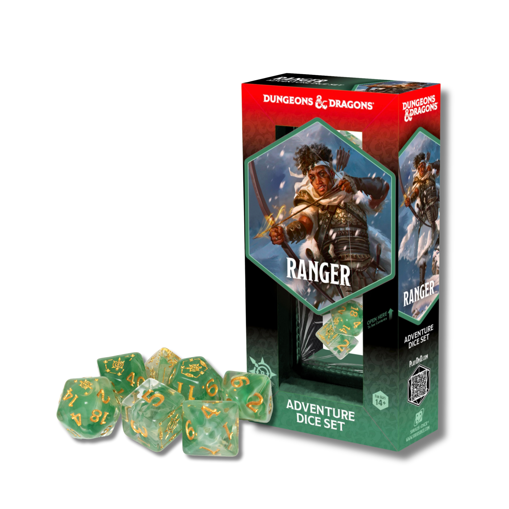 D&D ADVENTURE DICE RANGER: WHITE/GREEN Dice Cup Sirius Dice | Red Claw Gaming