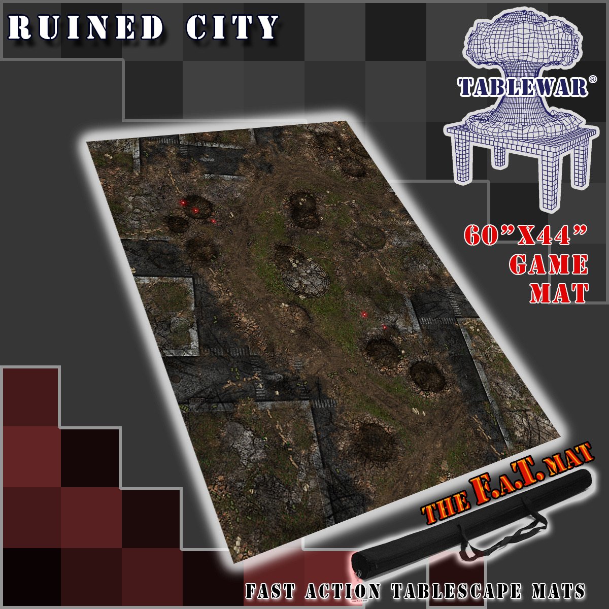 F.A.T. MATS: RUINED CITY 60"X44" Gaming Mat F.A.T. Mats    | Red Claw Gaming