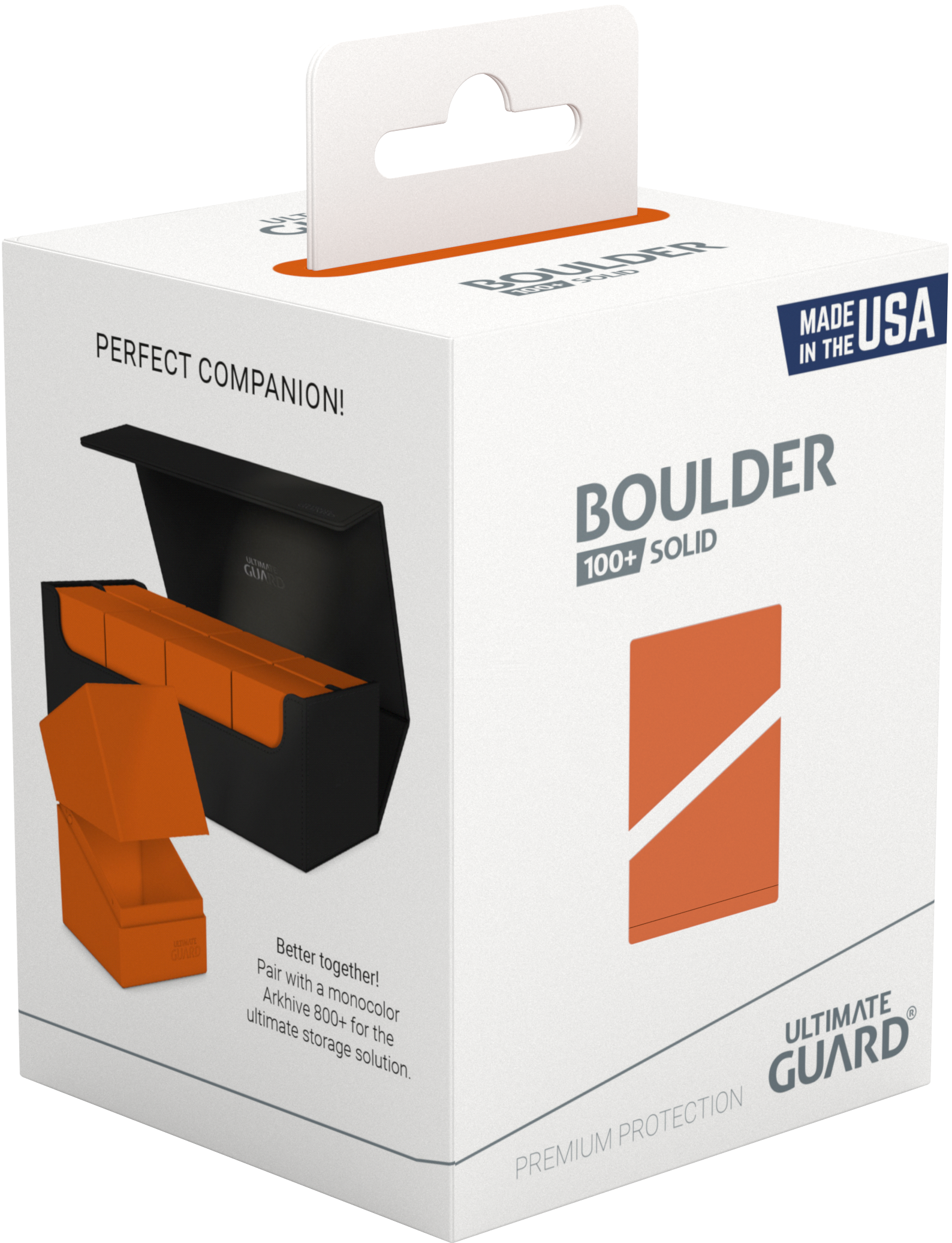 UG Boulder Deck Box 100+ Solid Orange Deck Box Ultimate Guard    | Red Claw Gaming