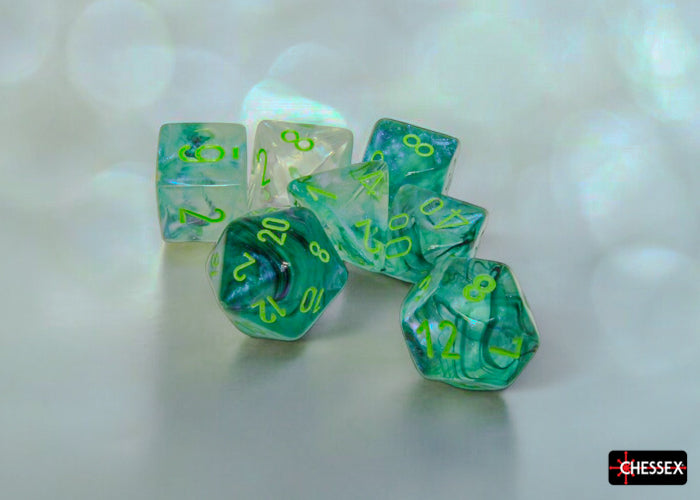 BOREALIS 7-DIE SET KELP/LIGHT GREEN LUMINARY Dice Chessex | Red Claw Gaming