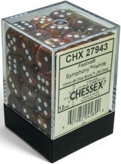 FESTIVE 36D6 SYMPHONY/WHITE 12MM Dice Chessex | Red Claw Gaming