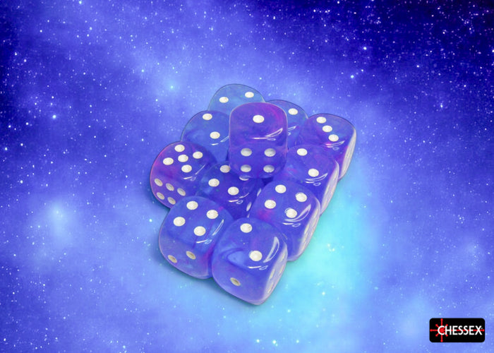 NEBULA 12D6 AURA/WHITE LUMINARY 16MM Dice Chessex | Red Claw Gaming