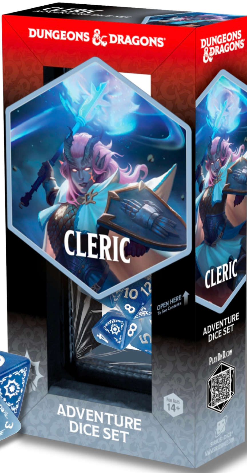 D&D ADVENTURE DICE CLERIC: WHITE/BLUE Dice Cup Sirius Dice | Red Claw Gaming