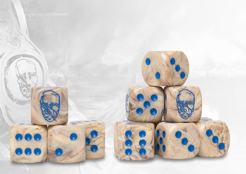 CONQUEST: SPIRES LOGO ON LUNAR MARBLED DICE 24CT Miniatures Universal DIstribution | Red Claw Gaming