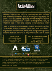 AXIS AND ALLIES: COMMANDERS Universal Distribution | Red Claw Gaming