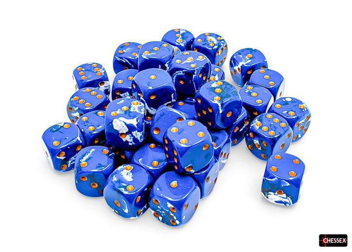 BRUSH 36D6 WAVEBREAK/GOLD 12MM Dice Chessex | Red Claw Gaming
