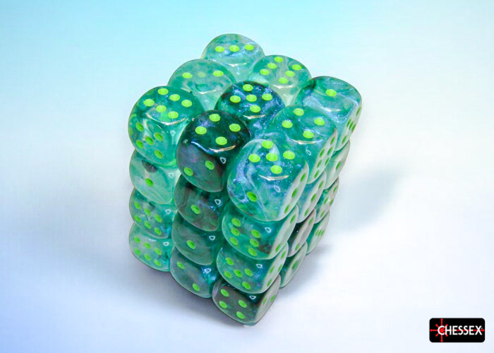 BOREALIS 36D6 KELP/LIGHT GREEN LUMINARY 12MM Dice Chessex | Red Claw Gaming