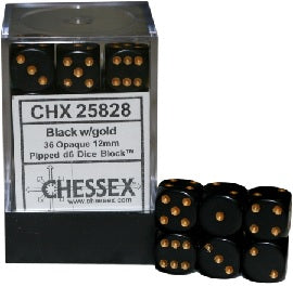Opaque Black/Gold 12mm D6 Red Claw Gaming | Red Claw Gaming