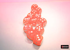 FESTIVE 12D6 DAHLIA/WHITE LUMINARY 16MM Dice Chessex | Red Claw Gaming