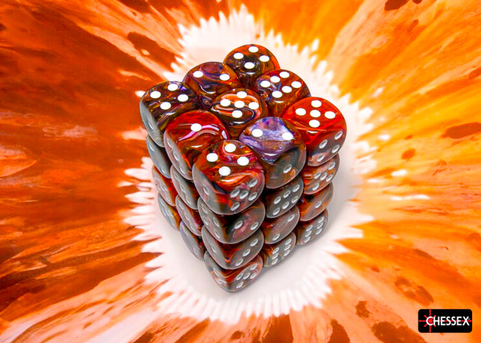 FESTIVE 36D6 SYMPHONY/WHITE 12MM Dice Chessex | Red Claw Gaming