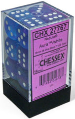 NEBULA 12D6 AURA/WHITE LUMINARY 16MM Dice Chessex | Red Claw Gaming