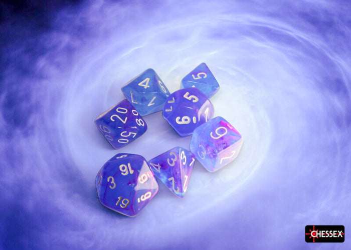 NEBULA 7-DIE SET AURA/WHITE LUMINARY Dice Chessex | Red Claw Gaming