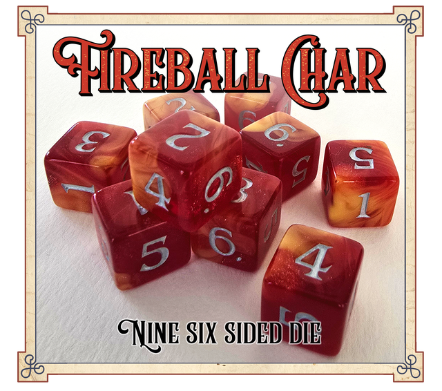 Baron Smelly Bones Dice - 9 D6 Fireball Char Dice Studio Woe | Red Claw Gaming