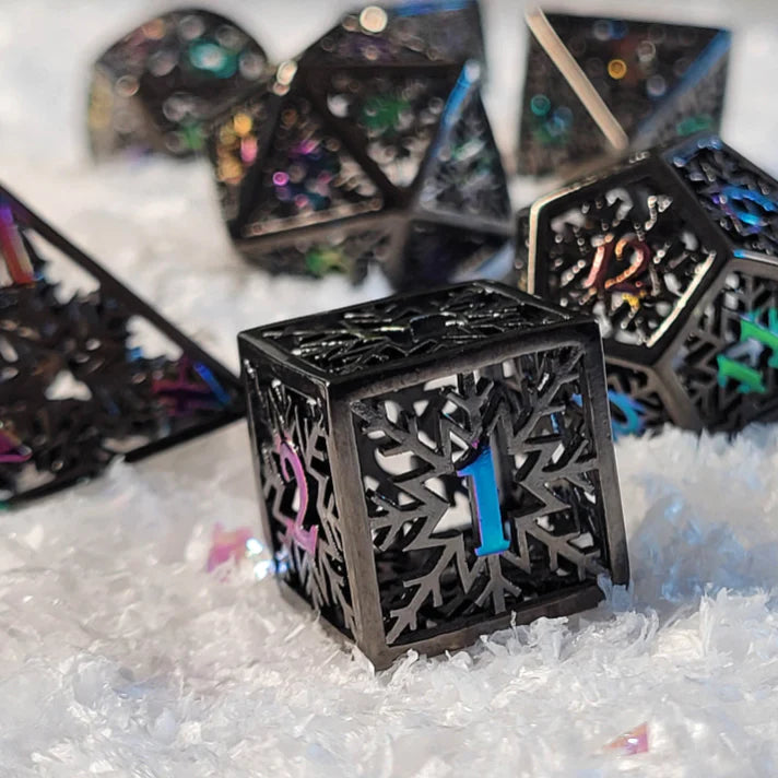 Shadow's Rime 7-Piece Hollow Metal Dice Set D&D Accessory Forged Gaming    | Red Claw Gaming