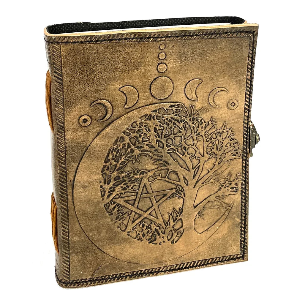 Leather Journal - Tree Moon Phases | Red Claw Gaming