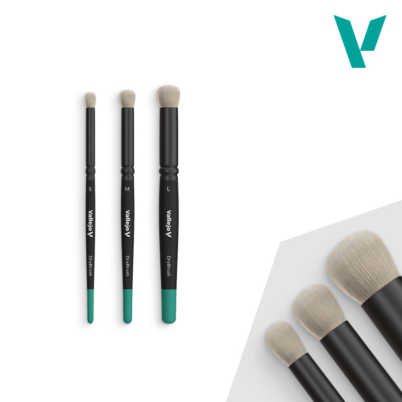 VALLEJO: NATURAL HAIR DRY BRUSH SET (S/M/L) Vallejo Brush Vallejo    | Red Claw Gaming