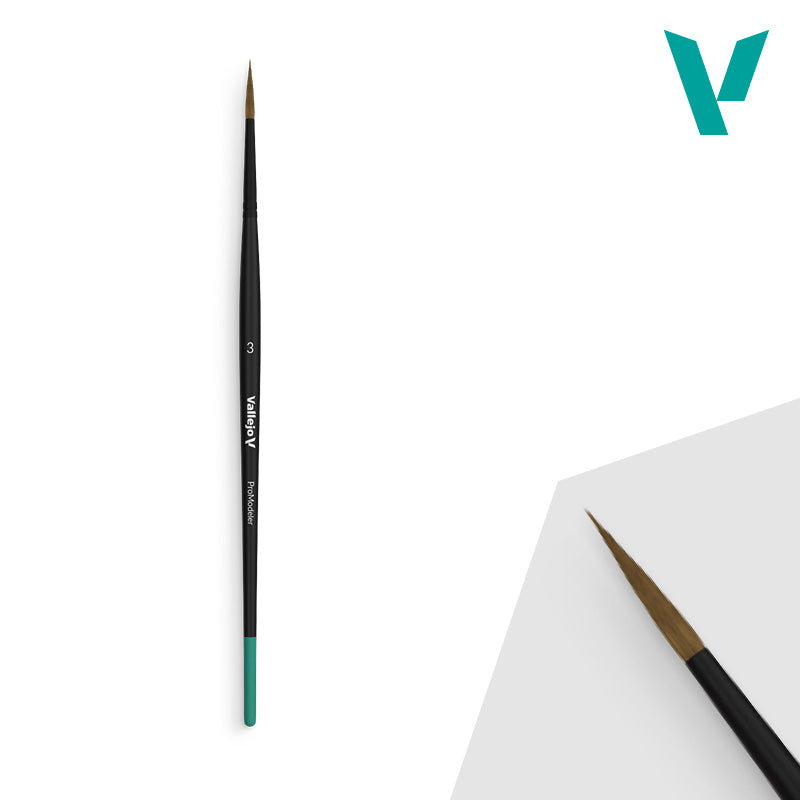 VALLEJO: PRO MODELER (NATURAL HAIR) ROUND BRUSH NO. 3 Vallejo Brush Vallejo    | Red Claw Gaming