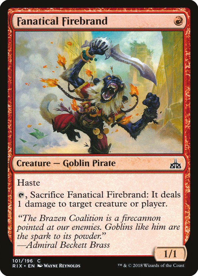 Fanatical Firebrand [Rivals of Ixalan] MTG Single Magic: The Gathering    | Red Claw Gaming