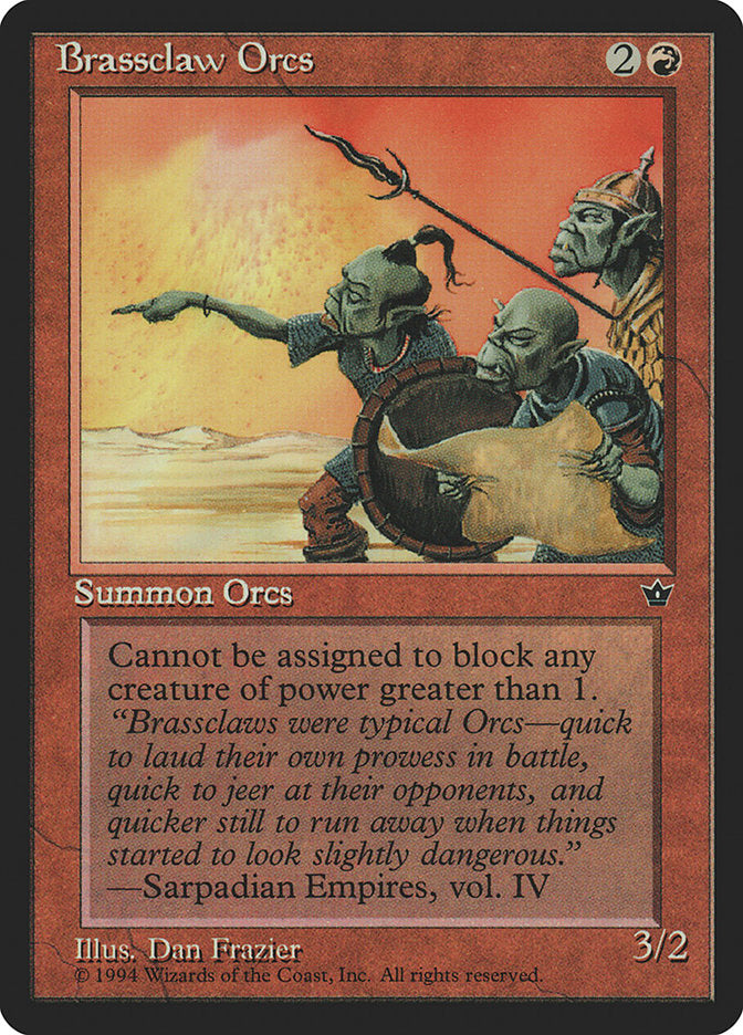 Brassclaw Orcs (Dan Frazier) [Fallen Empires] MTG Single Magic: The Gathering    | Red Claw Gaming