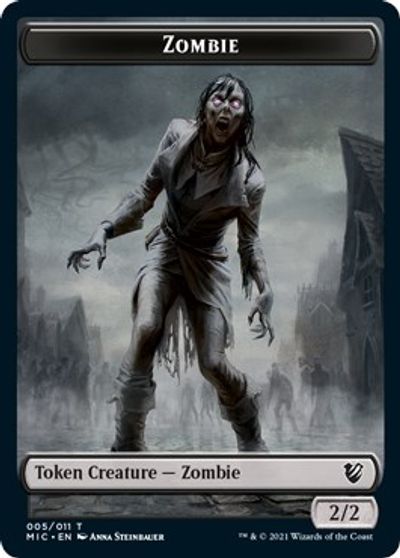 Zombie // Zombie Double-Sided Token (005 MIC/005 MID) [Innistrad: Midnight Hunt Commander Tokens] MTG Single Magic: The Gathering    | Red Claw Gaming