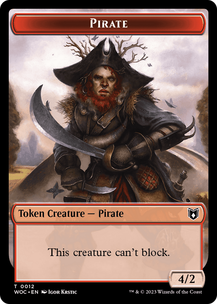 Pirate // Human Double-Sided Token [Wilds of Eldraine Commander Tokens] MTG Single Magic: The Gathering    | Red Claw Gaming