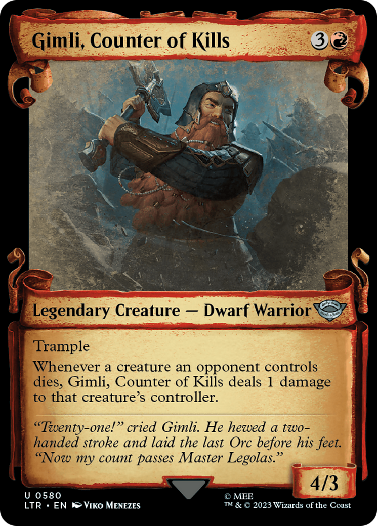 Gimli, Counter of Kills [The Lord of the Rings: Tales of Middle-Earth Showcase Scrolls] MTG Single Magic: The Gathering    | Red Claw Gaming