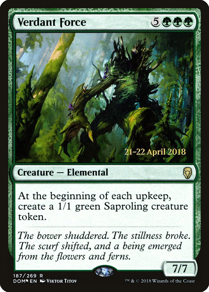 Verdant Force [Dominaria Prerelease Promos] MTG Single Magic: The Gathering    | Red Claw Gaming