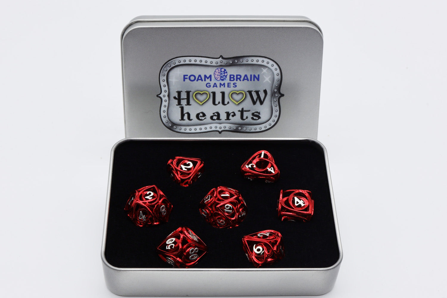 Red Hollow Hearts RPG Set Dice & Counters Foam Brain Games    | Red Claw Gaming