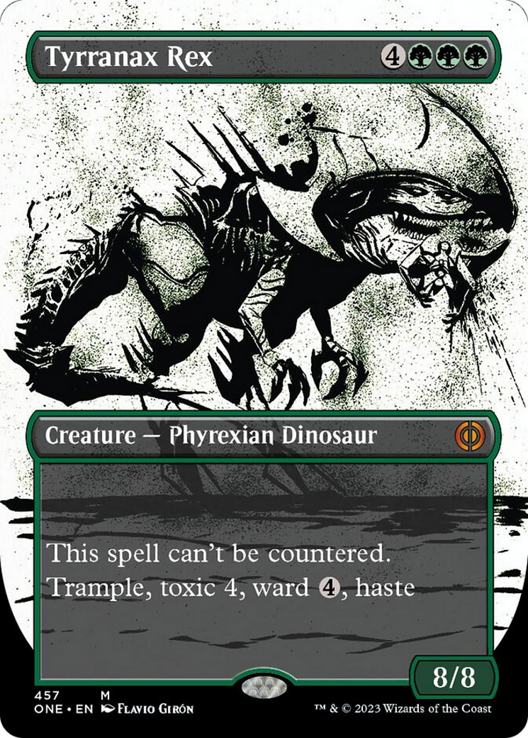 Tyrranax Rex (Borderless Ichor Step-and-Compleat Foil) [Phyrexia: All Will Be One] MTG Single Magic: The Gathering    | Red Claw Gaming