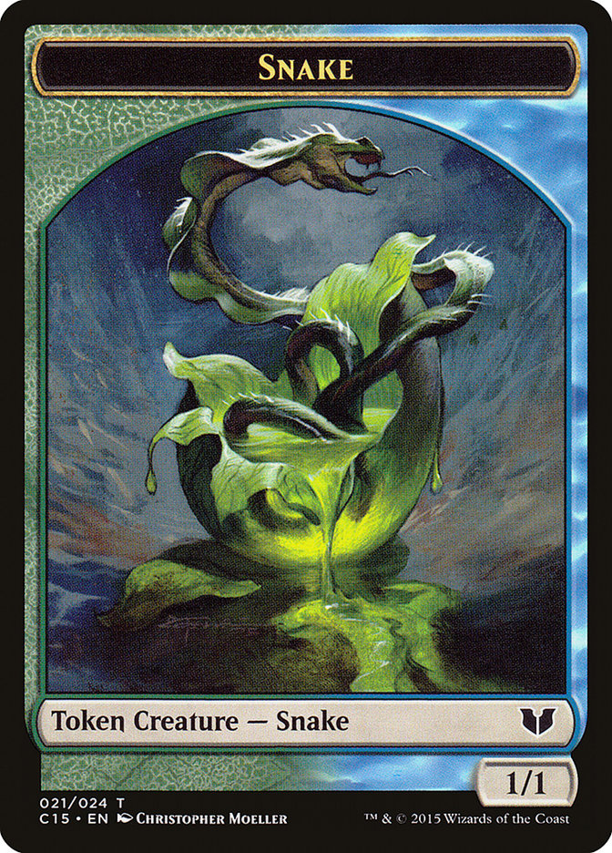 Snake (021) // Saproling Double-Sided Token [Commander 2015 Tokens] MTG Single Magic: The Gathering    | Red Claw Gaming
