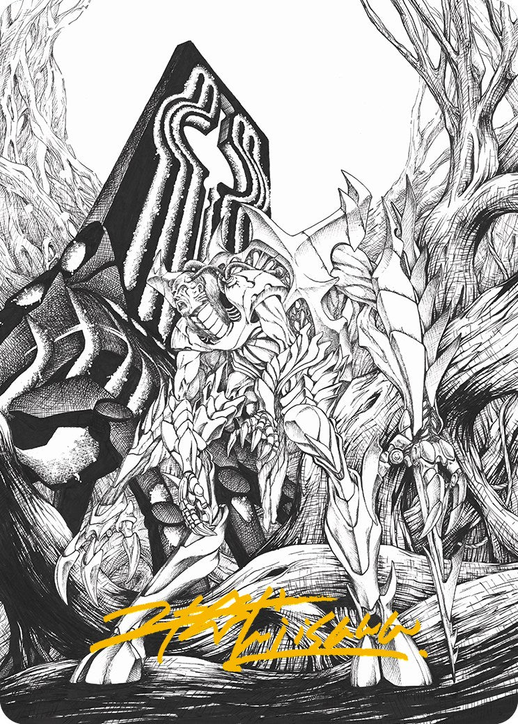 Lukka, Bound to Ruin Art Card (Gold-Stamped Signature) [Phyrexia: All Will Be One Art Series] MTG Single Magic: The Gathering    | Red Claw Gaming