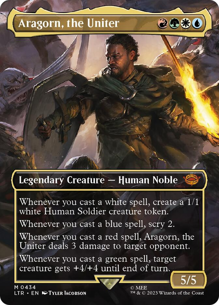Aragorn, the Uniter (Borderless Alternate Art) [The Lord of the Rings: Tales of Middle-Earth] MTG Single Magic: The Gathering    | Red Claw Gaming