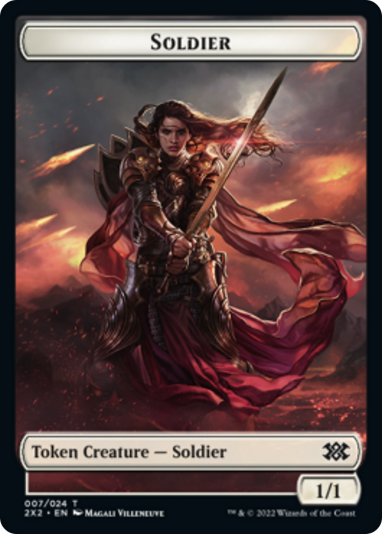 Worm // Soldier Double-Sided Token [Double Masters 2022 Tokens] MTG Single Magic: The Gathering    | Red Claw Gaming