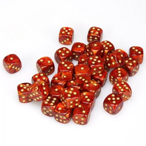 Scarab Scarlet/Gold 12mm D6 Dice Chessex    | Red Claw Gaming