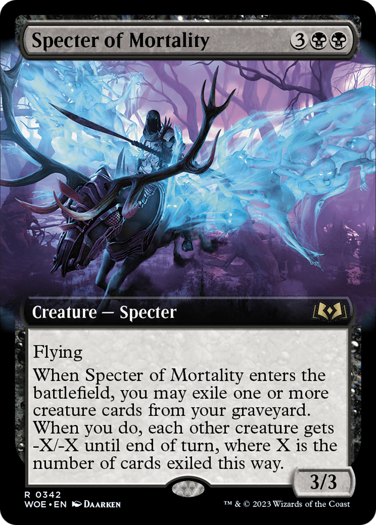Specter of Mortality (Extended Art) [Wilds of Eldraine] MTG Single Magic: The Gathering    | Red Claw Gaming