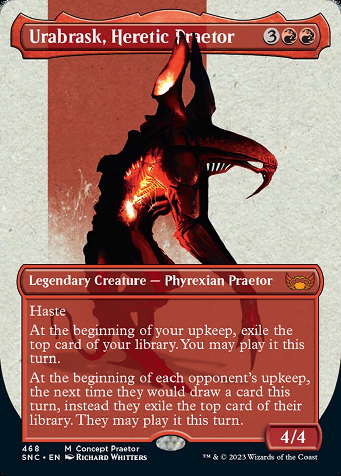 Urabrask, Heretic Praetor (Borderless Concept Praetors) [Phyrexia: All Will Be One] MTG Single Magic: The Gathering    | Red Claw Gaming