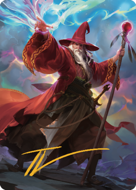Elminster Art Card (36) (Gold-Stamped Signature) [Commander Legends: Battle for Baldur's Gate Art Series] MTG Single Magic: The Gathering    | Red Claw Gaming
