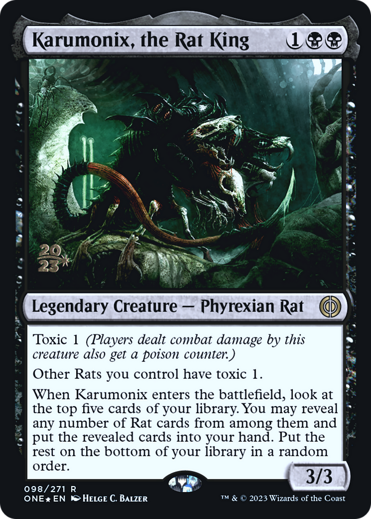 Karumonix, the Rat King [Phyrexia: All Will Be One Prerelease Promos] MTG Single Magic: The Gathering    | Red Claw Gaming