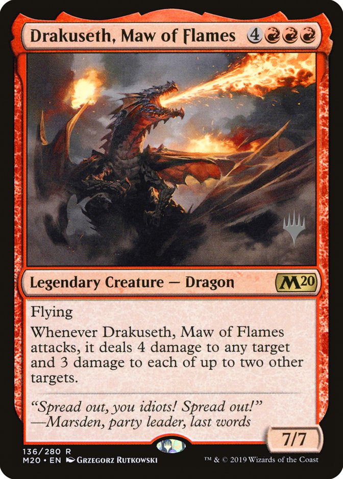 Drakuseth, Maw of Flames (Promo Pack) [Core Set 2020 Promos] MTG Single Magic: The Gathering    | Red Claw Gaming