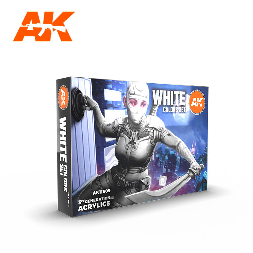 AK Acrylics White Colors Set 3rd Generation Acrylic AK INTERACTIVE    | Red Claw Gaming