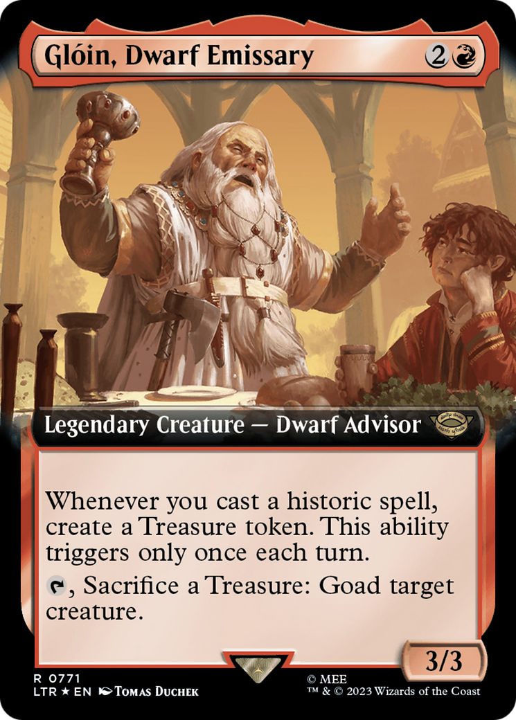 Gloin, Dwarf Emissary (Extended Art) (Surge Foil) [The Lord of the Rings: Tales of Middle-Earth] MTG Single Magic: The Gathering    | Red Claw Gaming