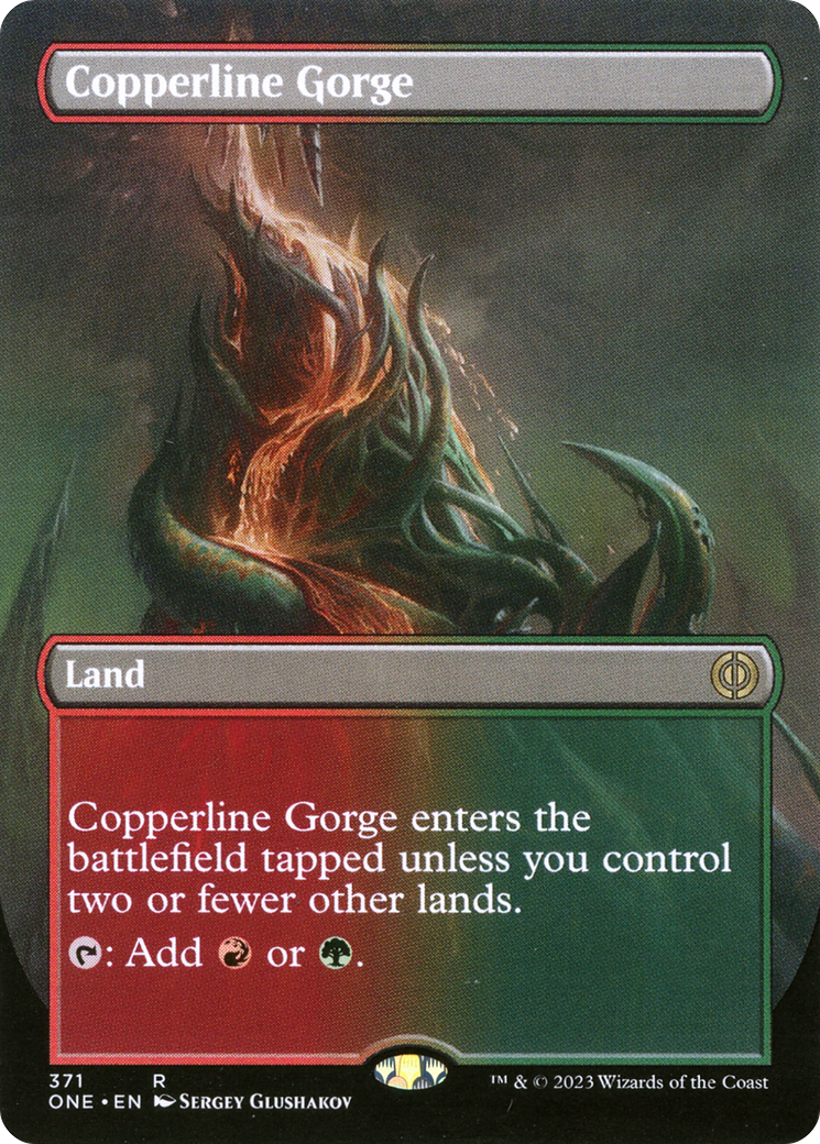 Copperline Gorge (Borderless Alternate Art) [Phyrexia: All Will Be One] MTG Single Magic: The Gathering    | Red Claw Gaming