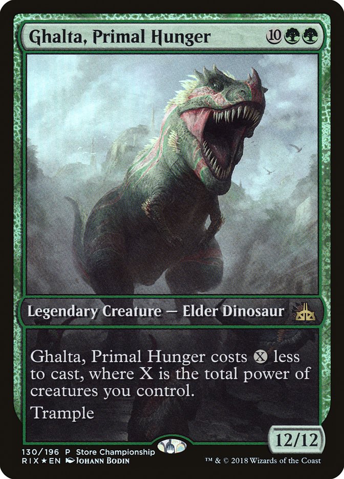 Ghalta, Primal Hunger (Store Championship) (Full Art) [Rivals of Ixalan Promos] MTG Single Magic: The Gathering    | Red Claw Gaming