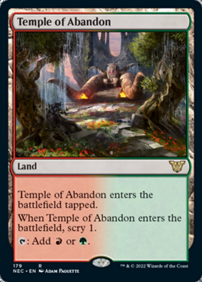 Temple of Abandon [Kamigawa: Neon Dynasty Commander] MTG Single Magic: The Gathering    | Red Claw Gaming