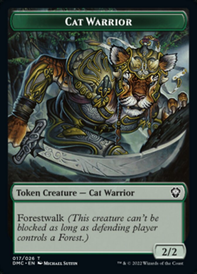Cat Warrior Token [Dominaria United Commander Tokens] MTG Single Magic: The Gathering    | Red Claw Gaming